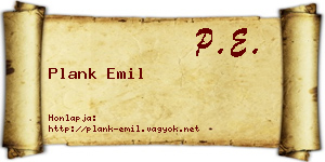 Plank Emil névjegykártya